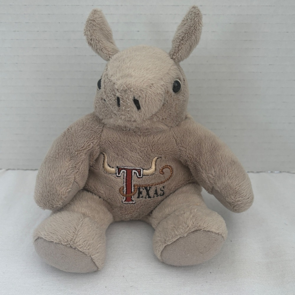 Souvies Texas Armadillo Plush Stuffed Animal Tan Longhorn Logo 8 Inch 2016